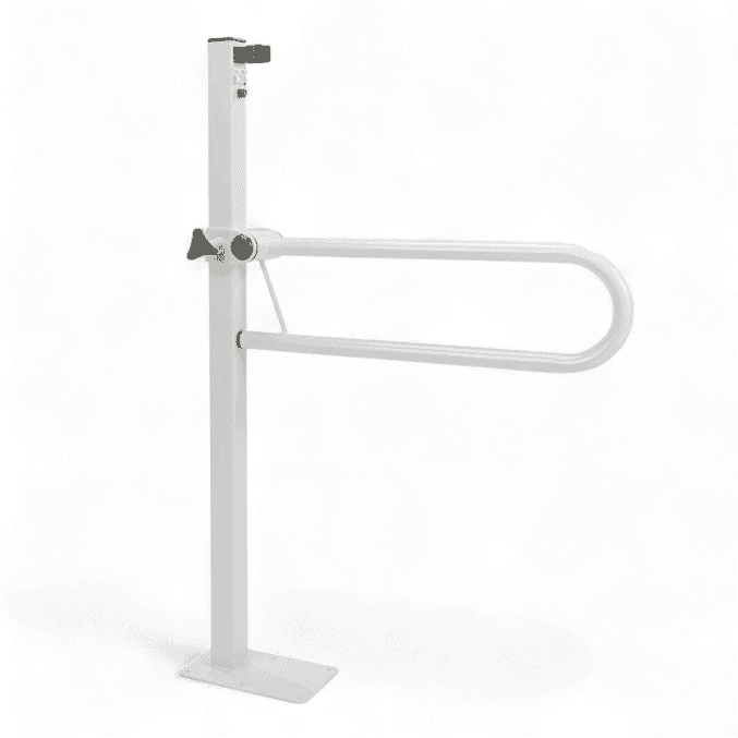 floor mounted folding toilet support rail short