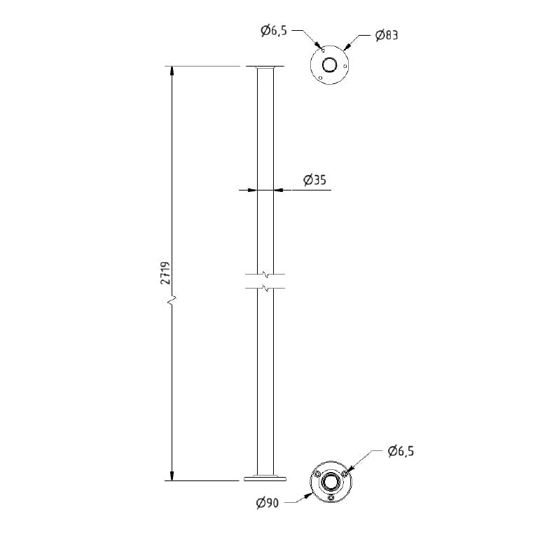 floor to ceiling pole specifications