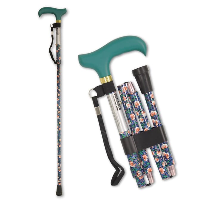 floral folding walking stick emerald