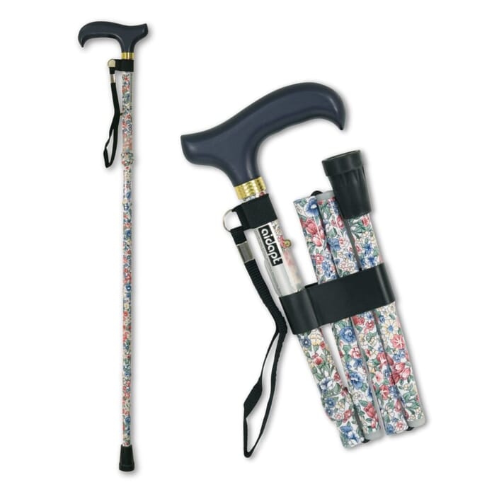 floral folding walking stick japanese white