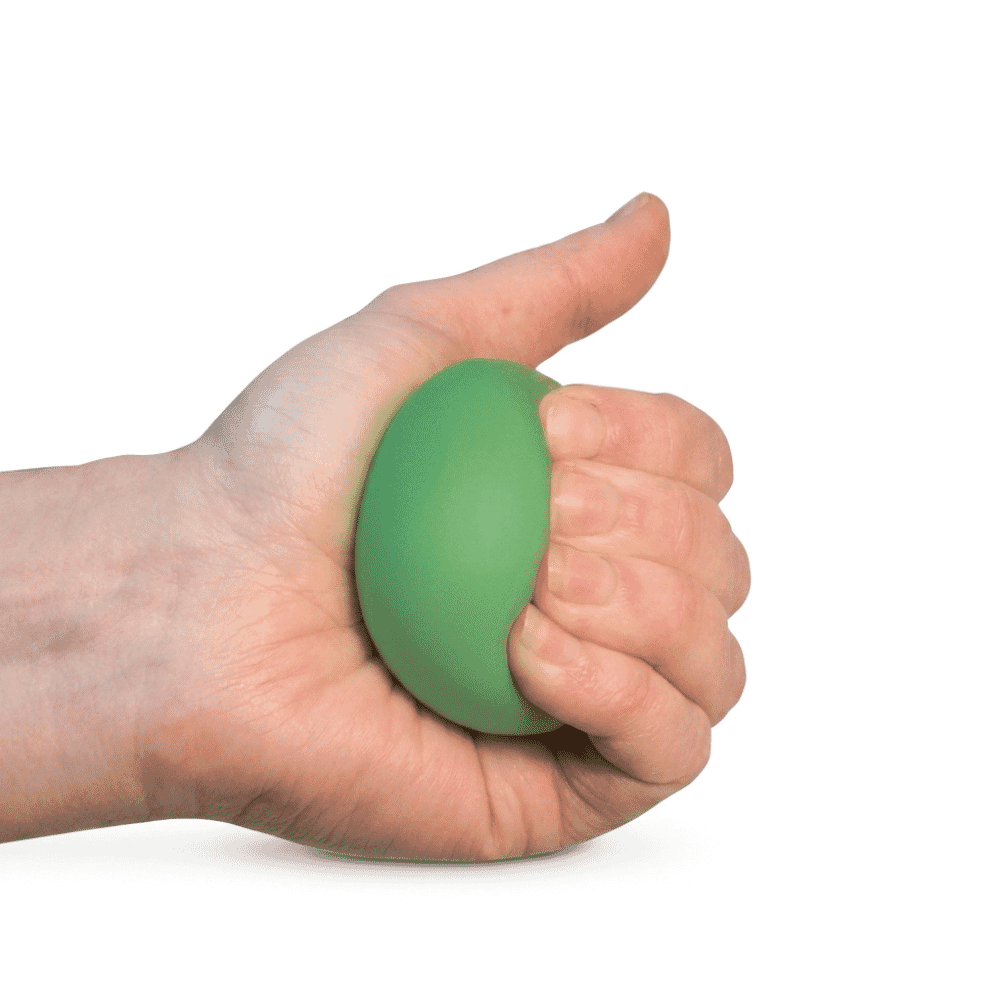 foam stress ball green in use