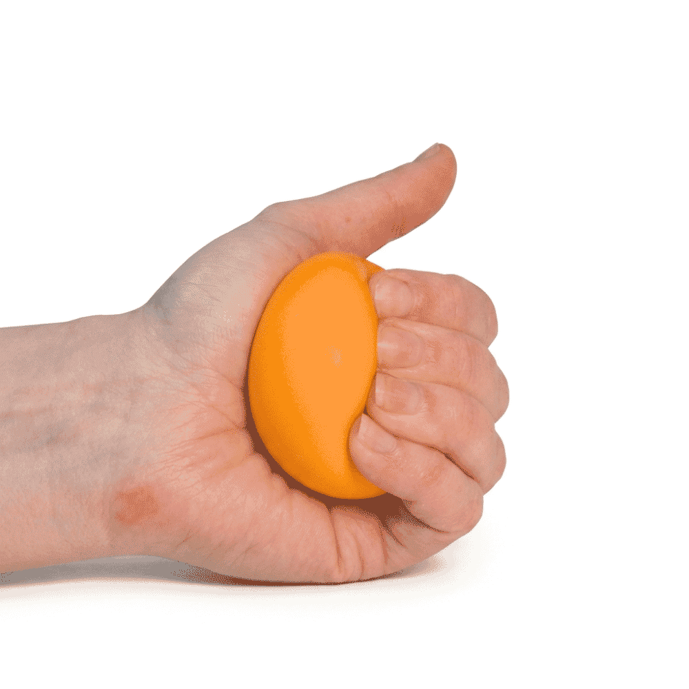 foam stress ball orange in use