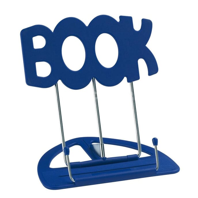 fold flat book holding stand blue