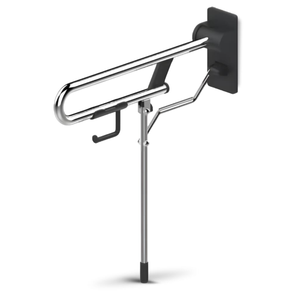 fold up toilet rail with leg grey