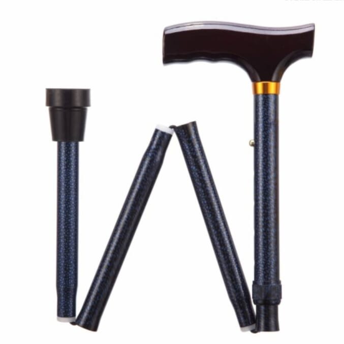 folding adjustable walking stick blue ice