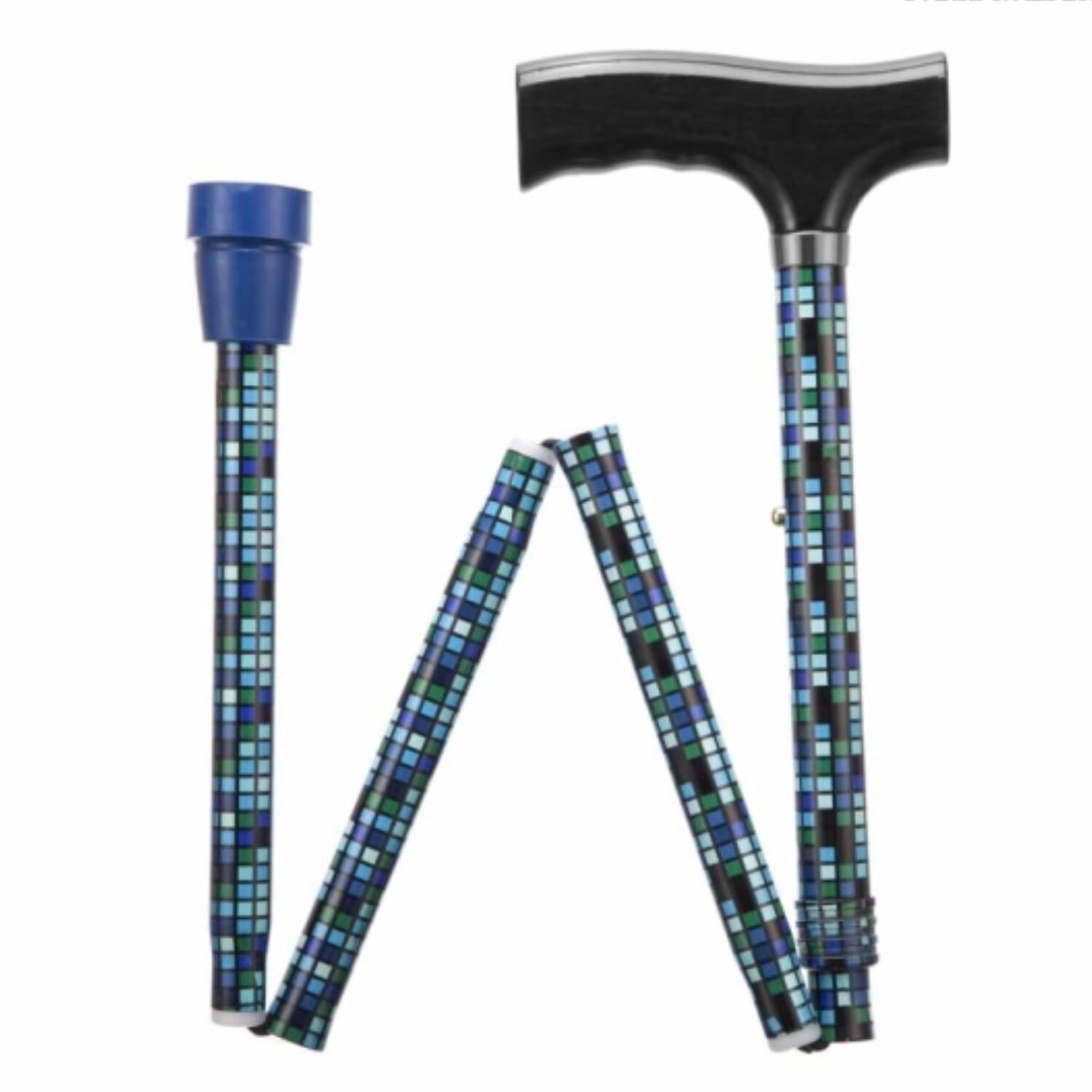 folding adjustable walking stick squares