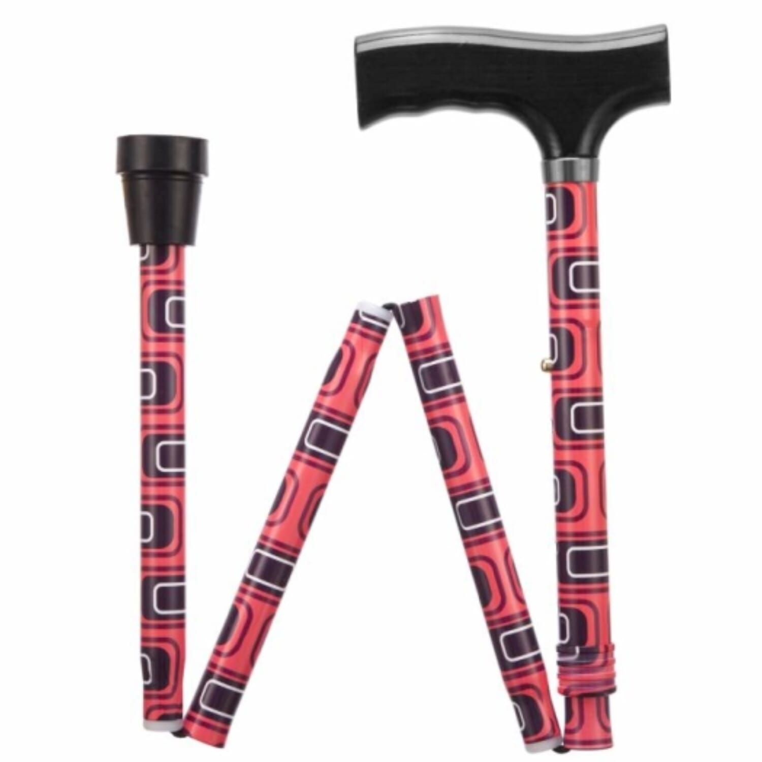 folding adjustable walking stick swirl