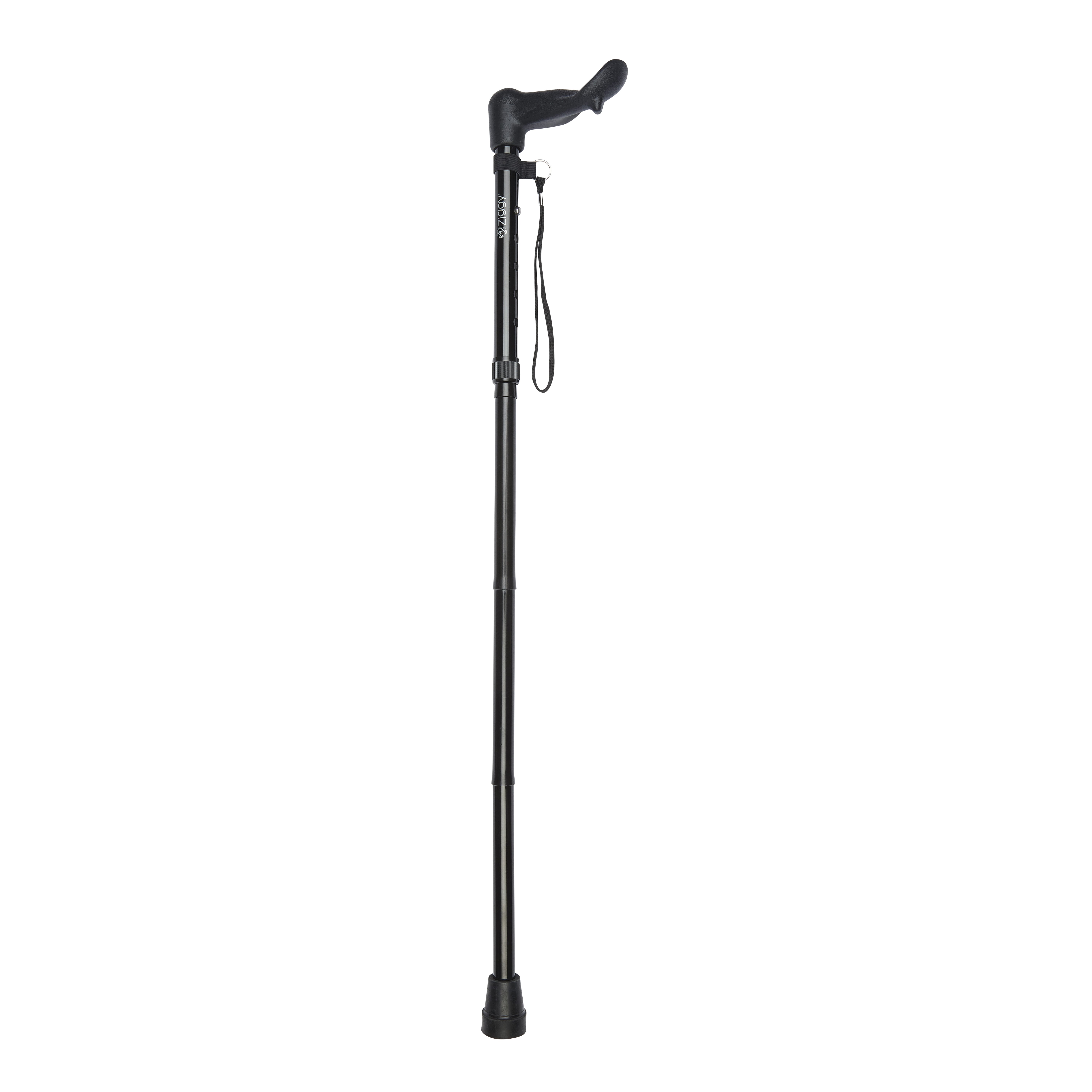 folding anatomical walking stick black left hand