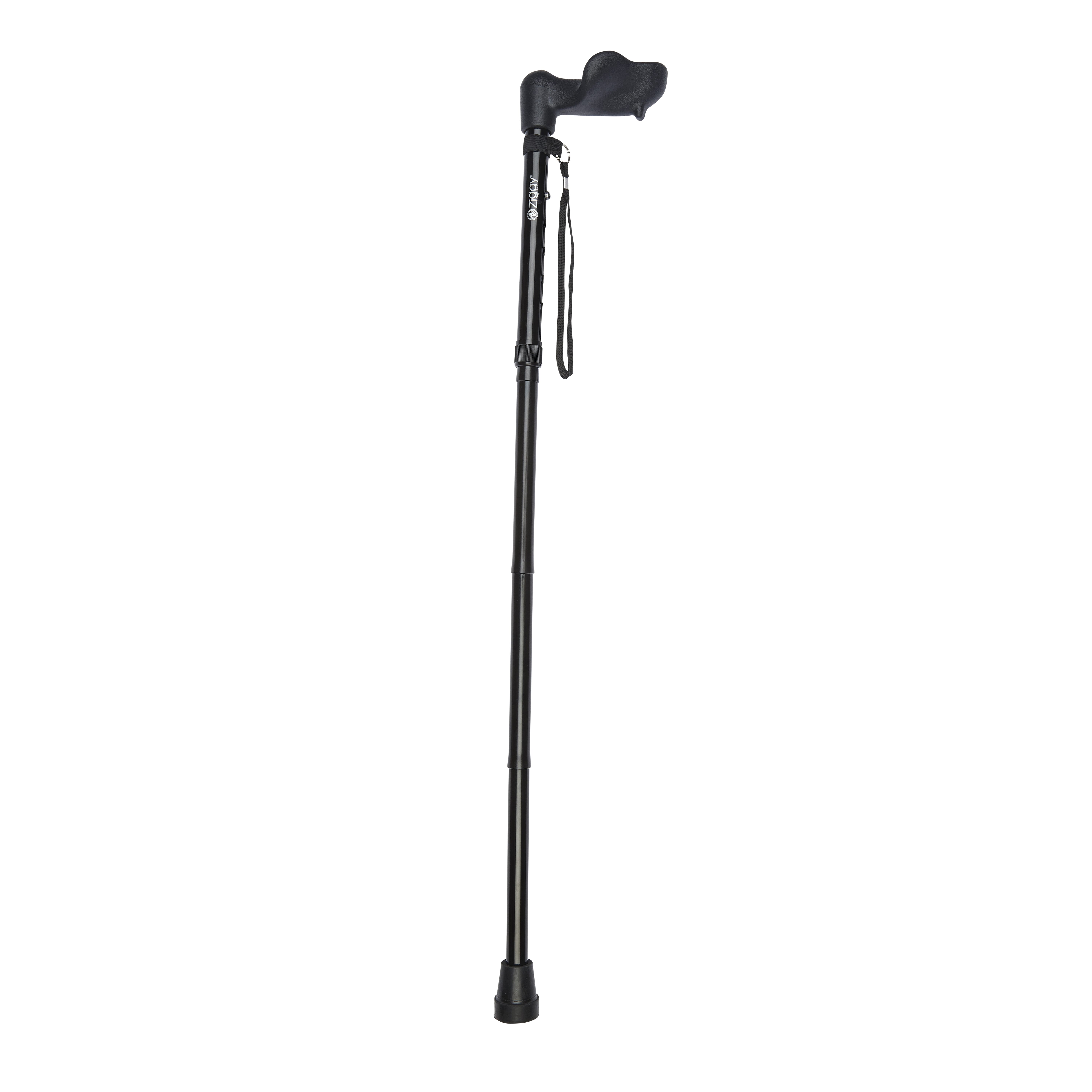 folding anatomical walking stick black right hand