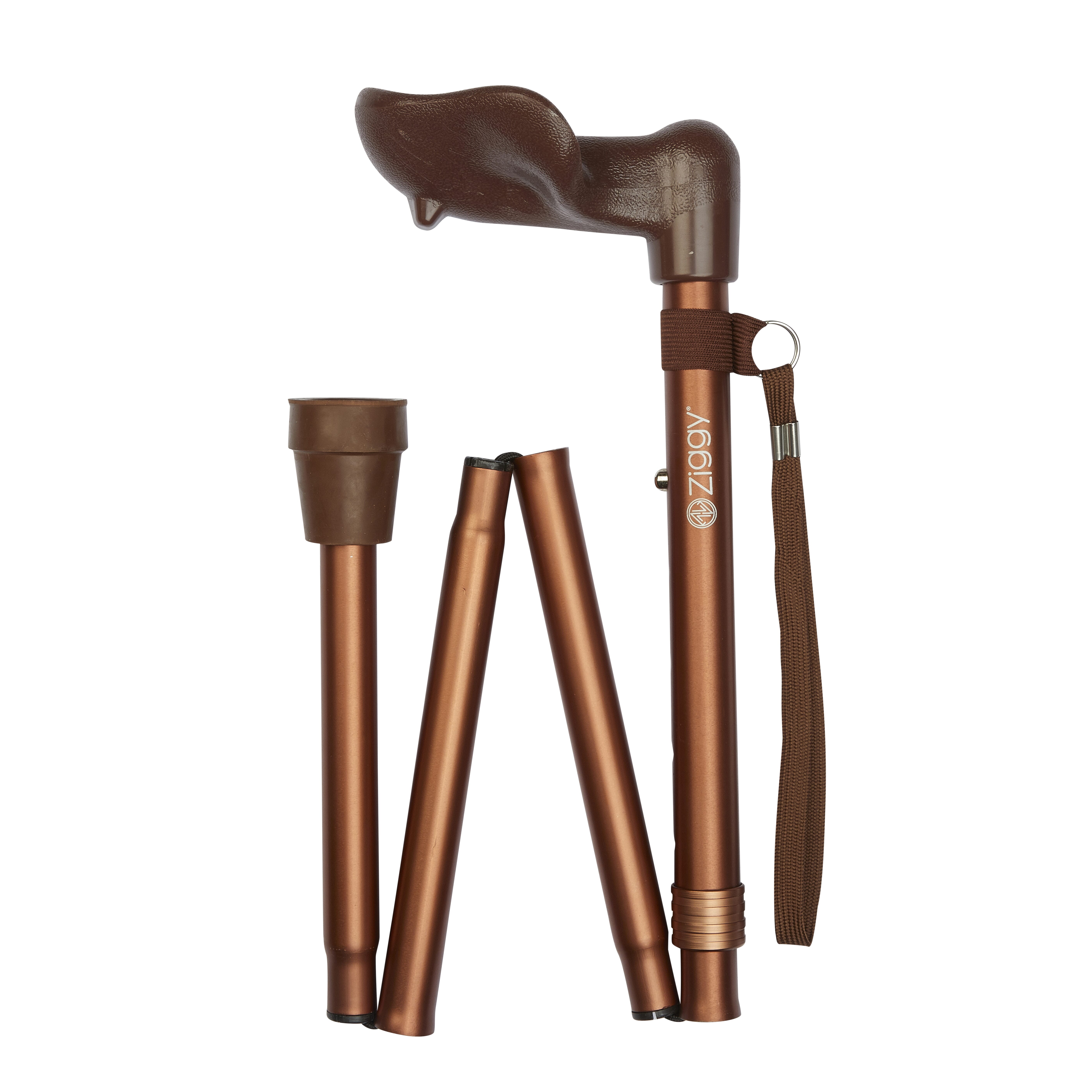 folding anatomical walking stick bronze left hand folded