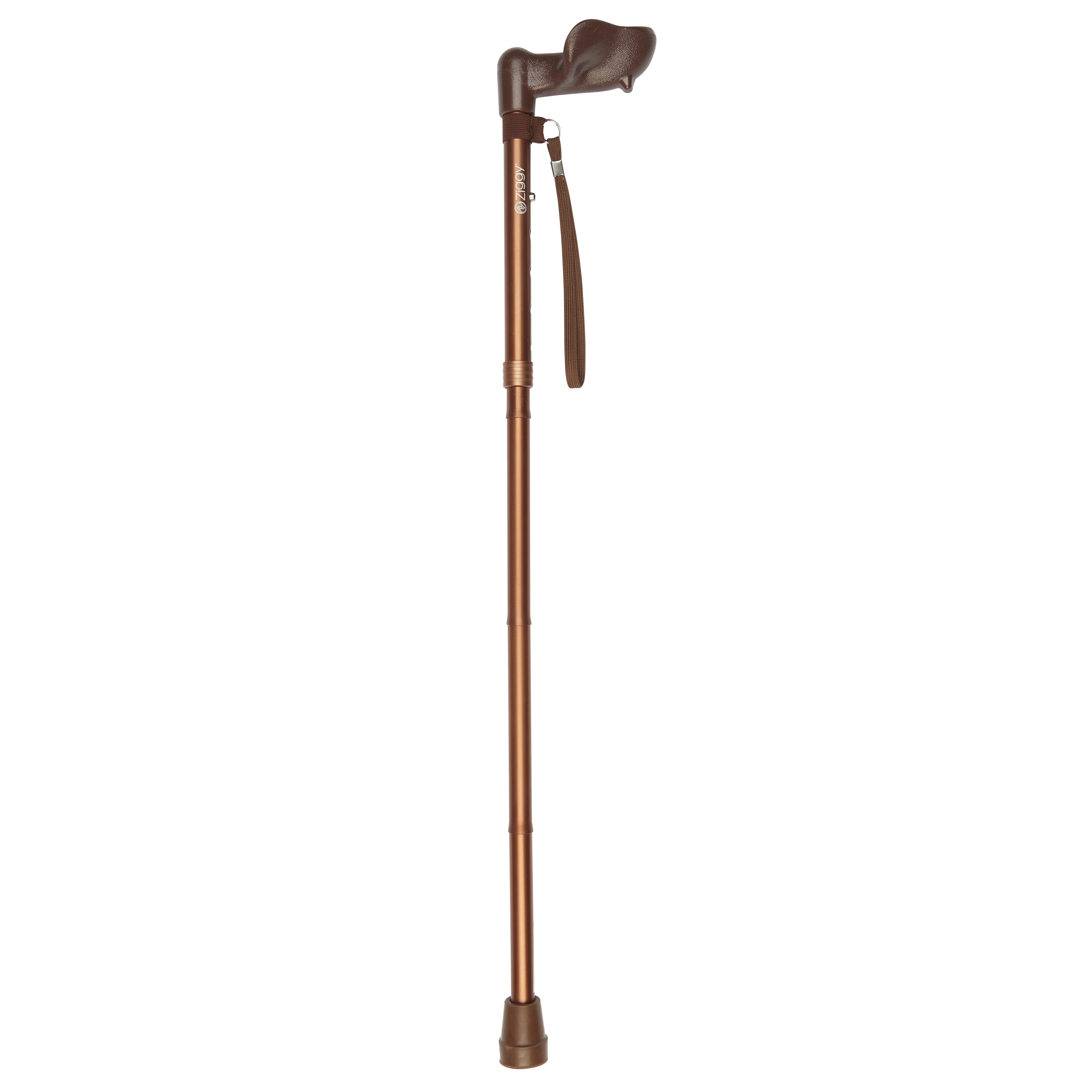 folding anatomical walking stick bronze right hand