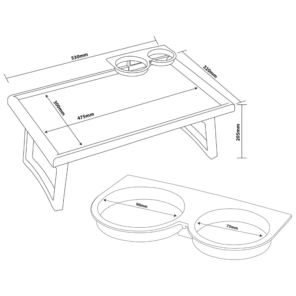 folding bed tray table dimensions
