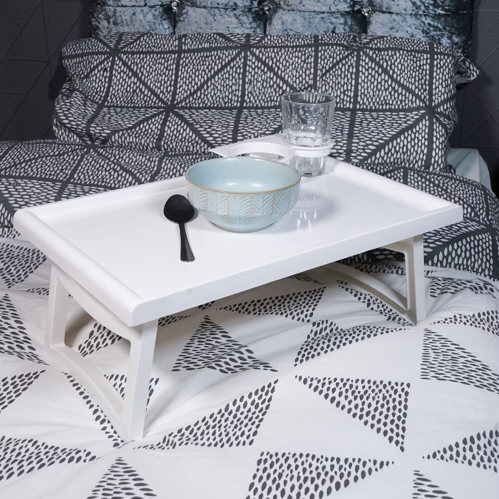 folding bed tray table lifestyle