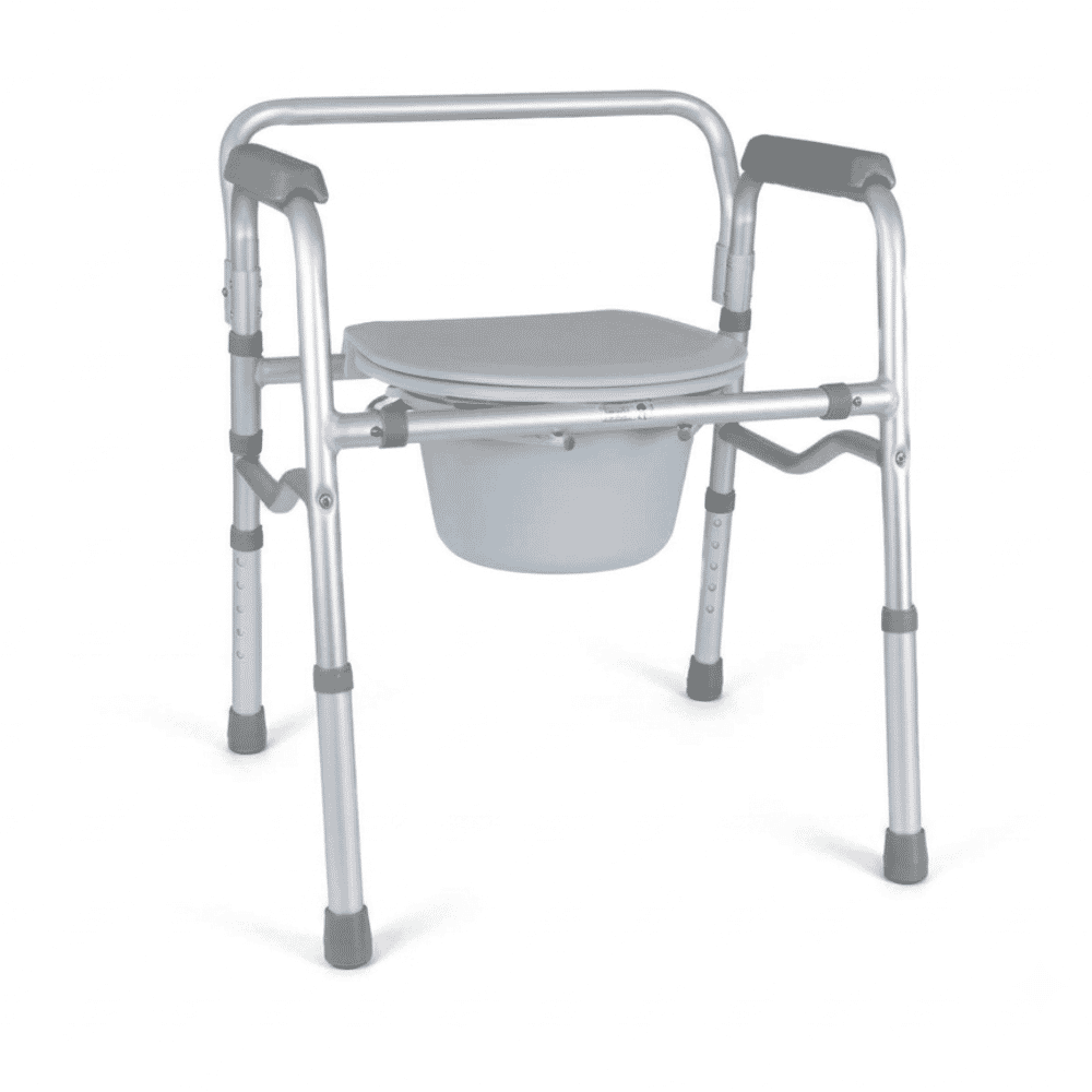 folding commode and toilet surround lid down