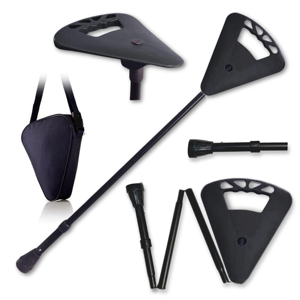 folding flipstick walking stick adjustable black