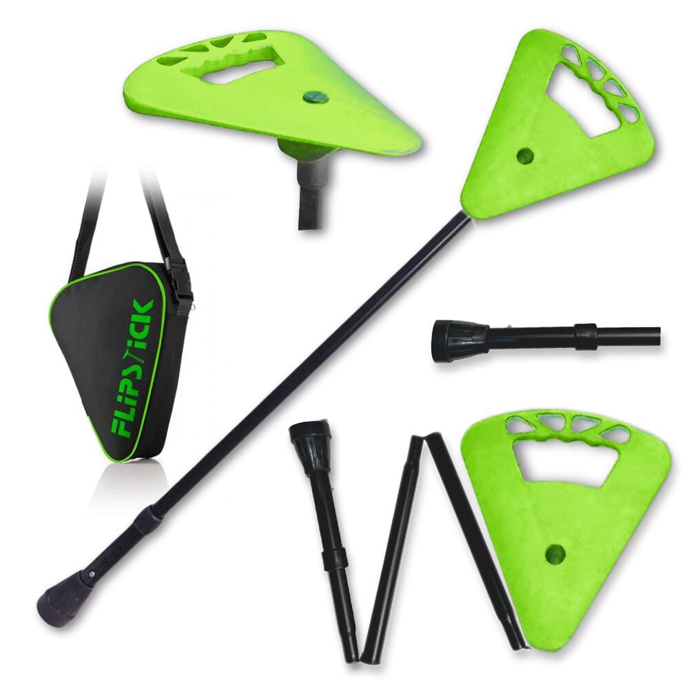 folding flipstick walking stick adjustable bright green