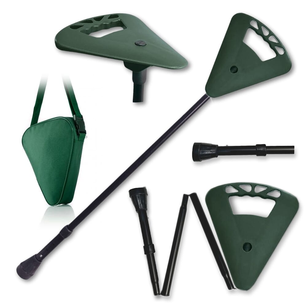 folding flipstick walking stick adjustable green