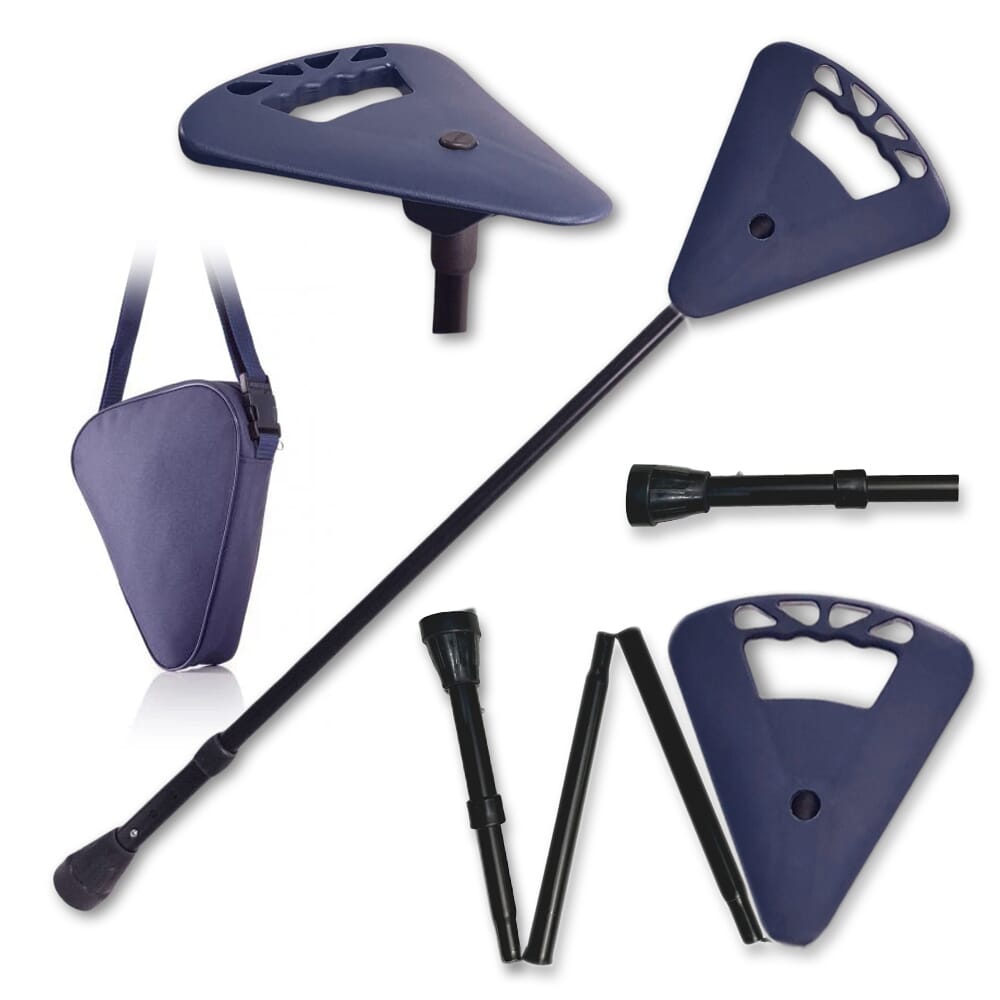 folding flipstick walking stick adjustable navy blue