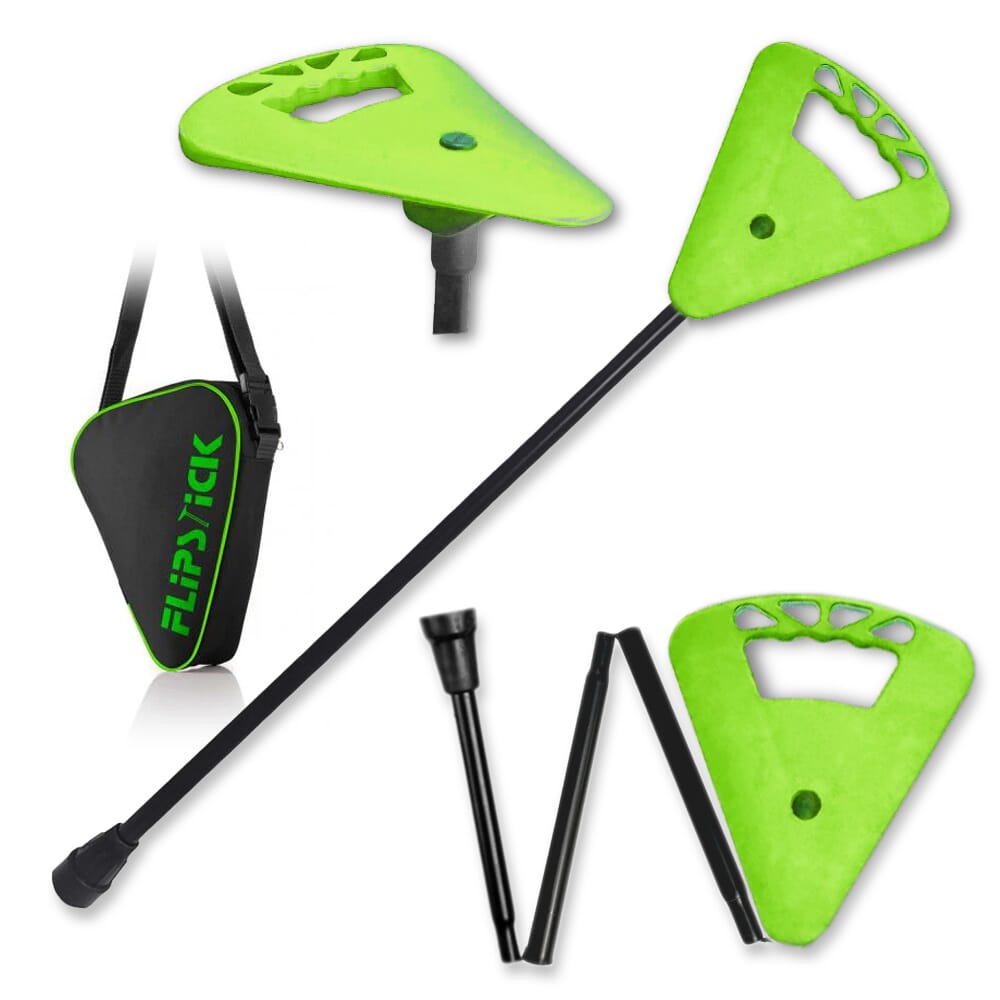 folding flipstick walking stick bright green