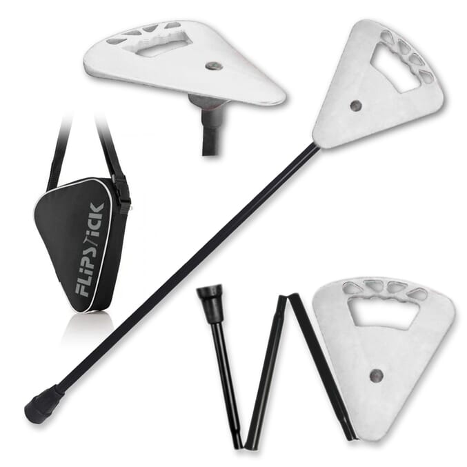 folding flipstick walking stick white