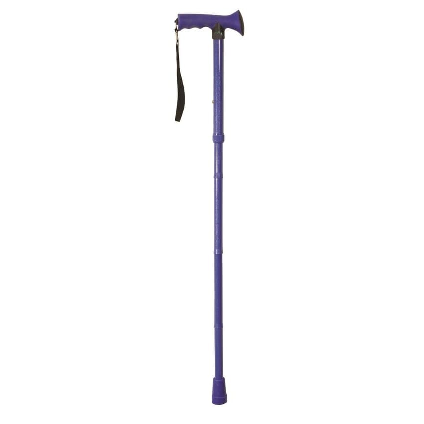 View Folding Rubber Handled Walking Stick Bright Blue information