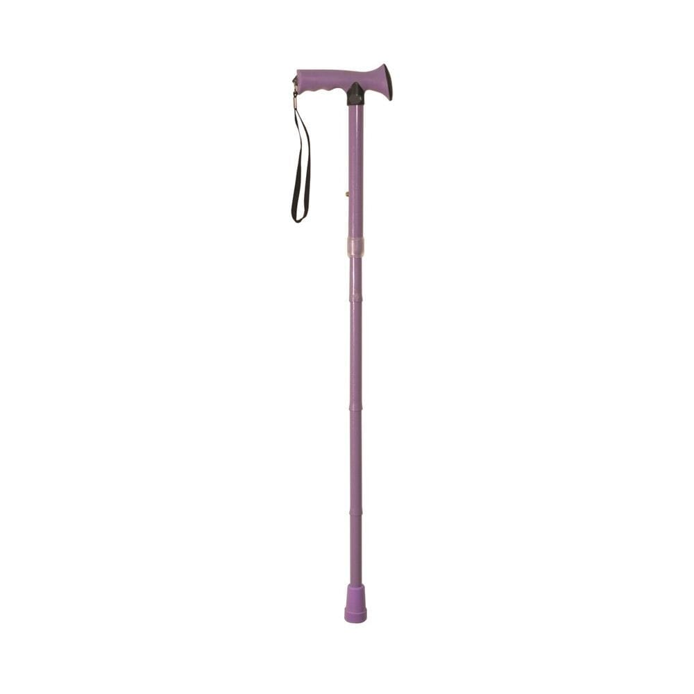 View Folding Rubber Handled Walking Stick Lilac information