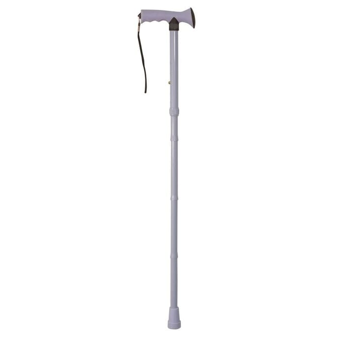 folding rubber handled walking stick purple