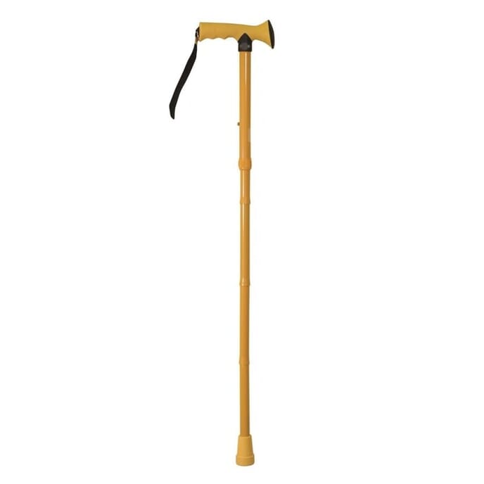 folding rubber handled walking stick yellow