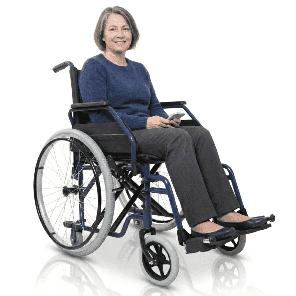 folding self propelled wheelchair in use