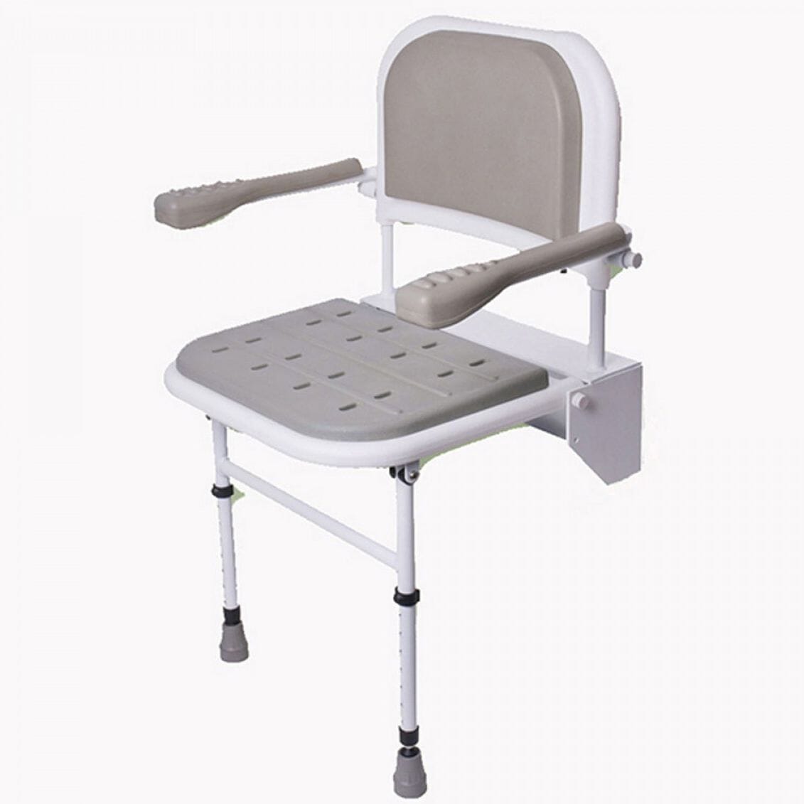 View Folding Shower Seat with Legs Padded Back Arms Seat information