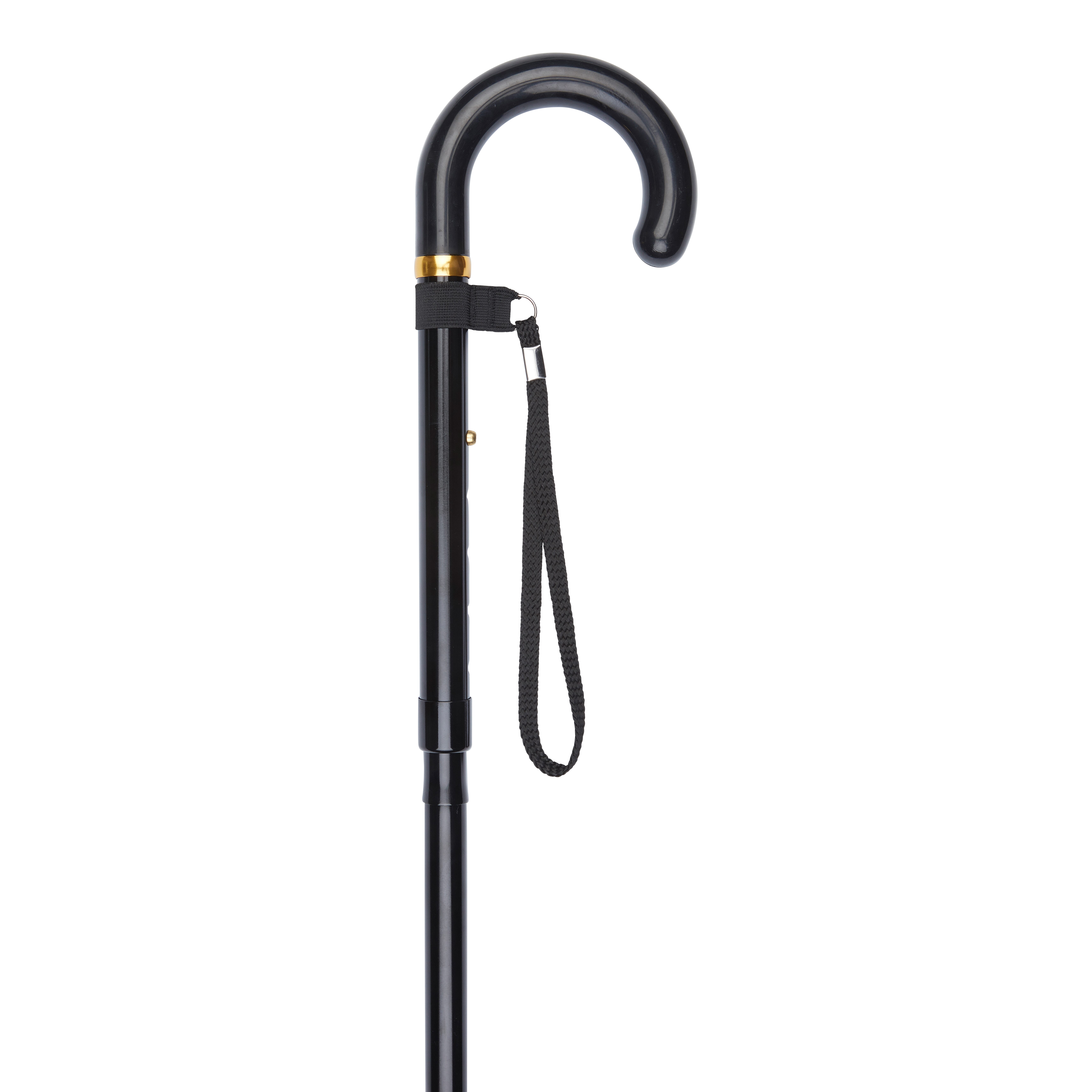 folding stick with crook handle black handle