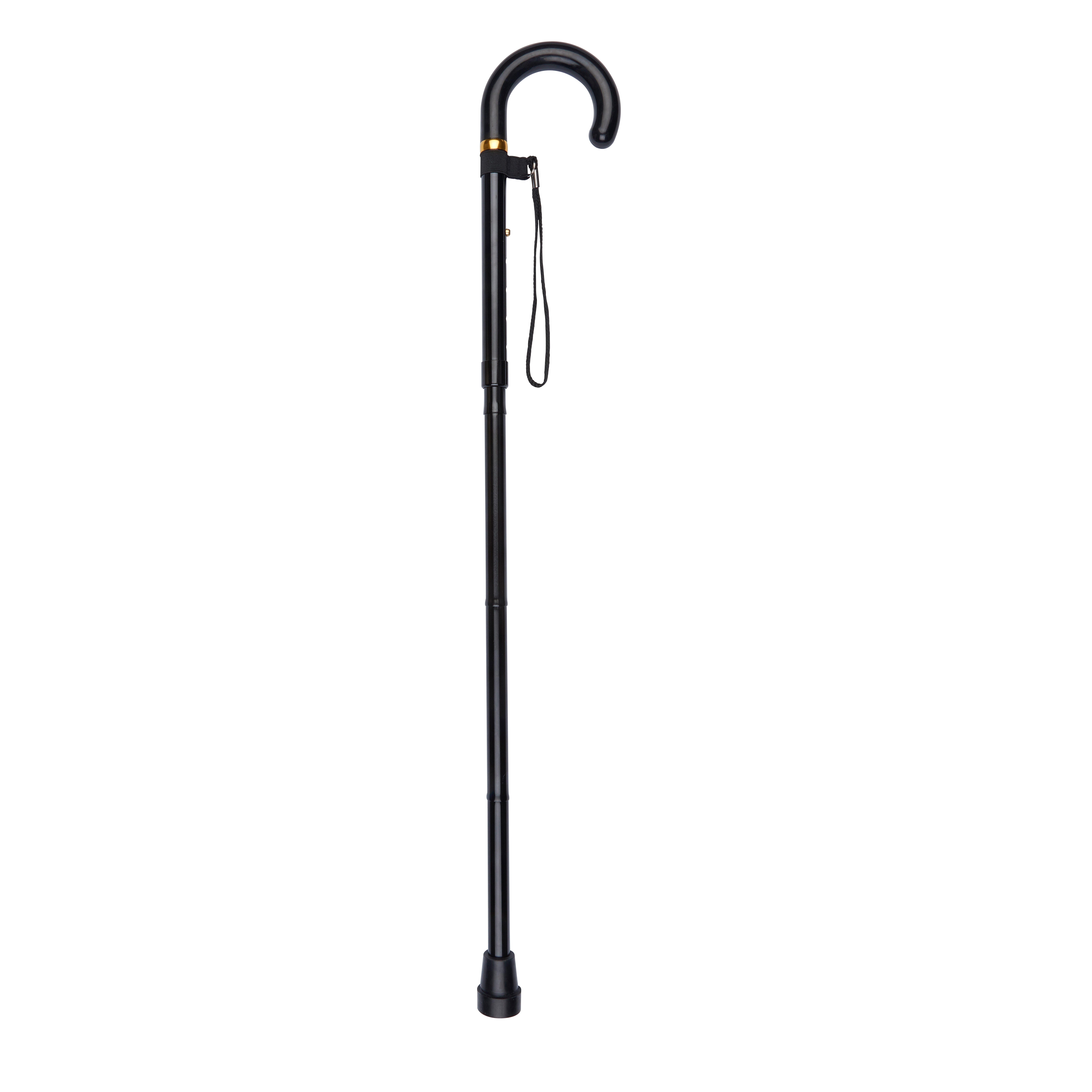 folding stick with crook handle black