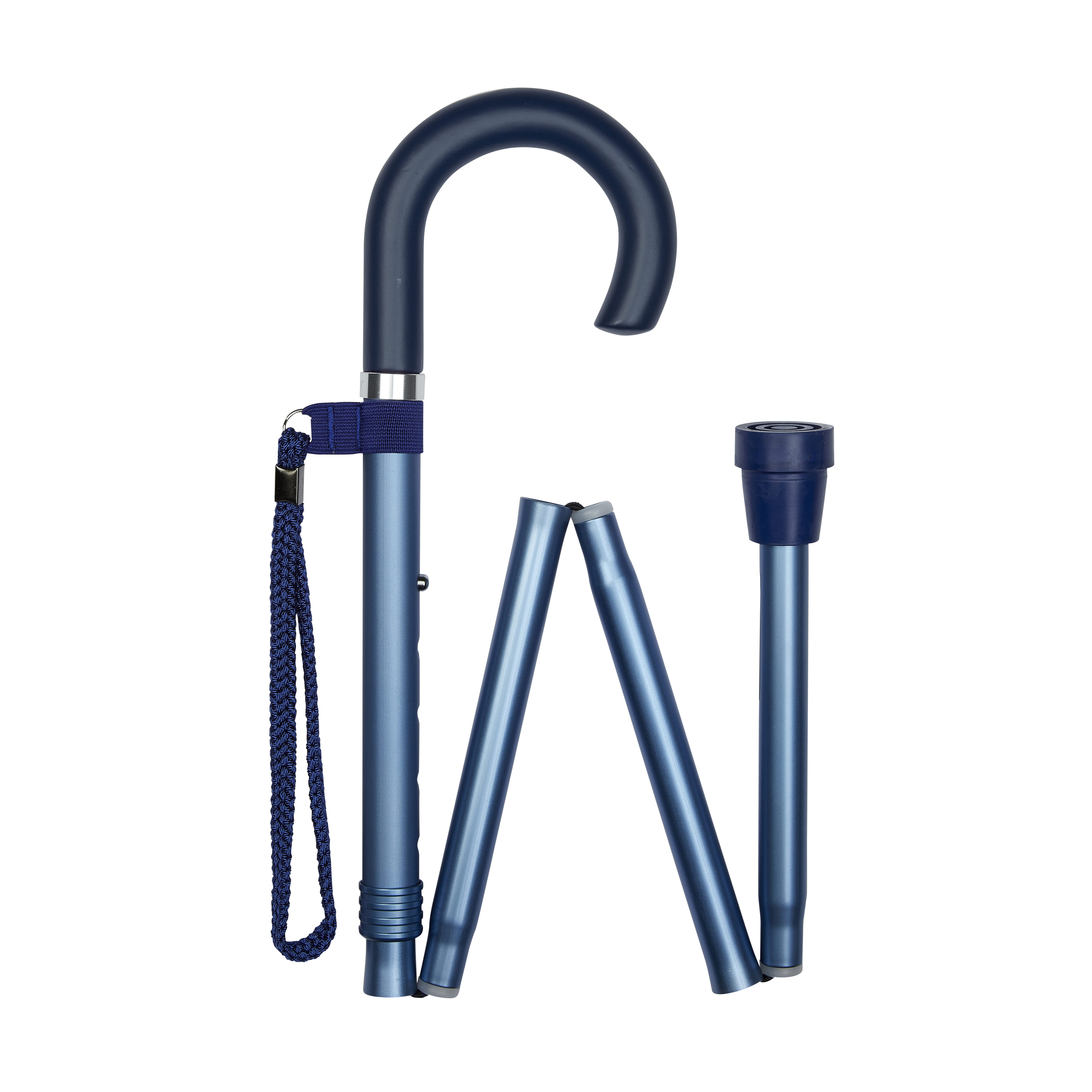 View Folding Stick with Crook Handle Blue information