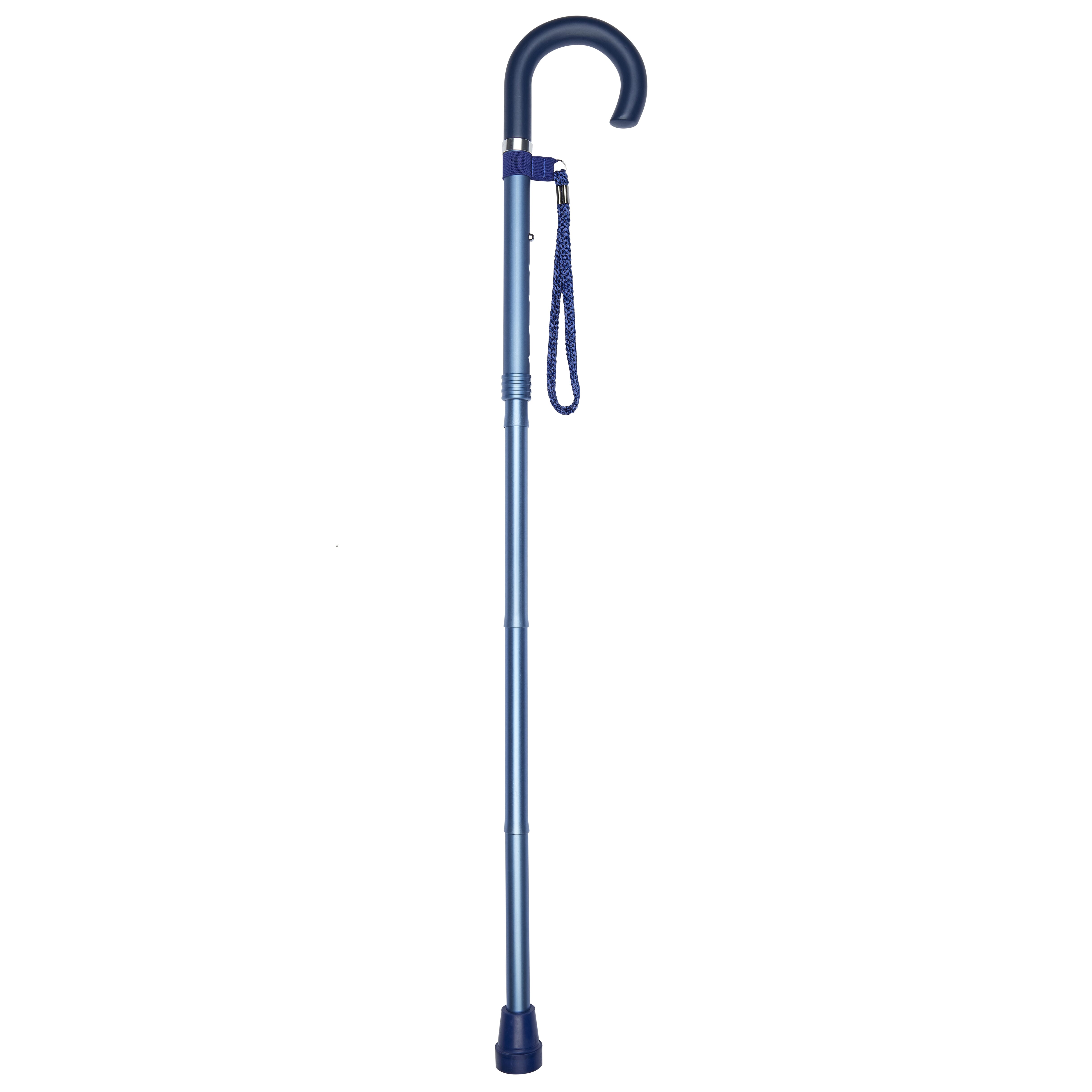 folding stick with crook handle blue