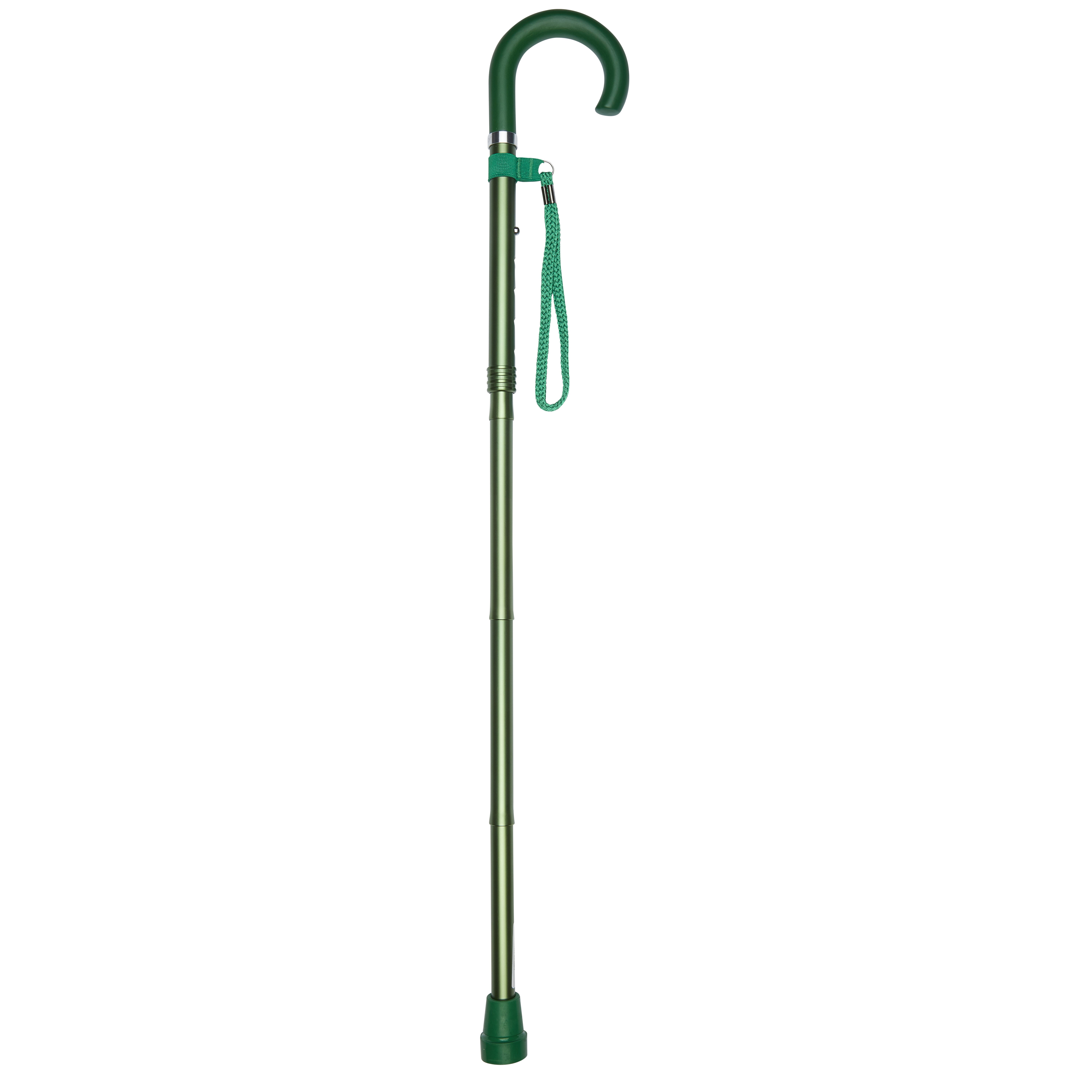 folding stick with crook handle green