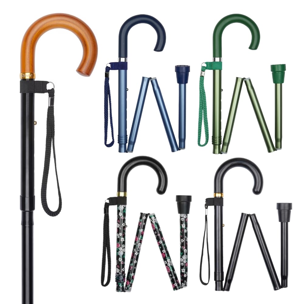 Folding Stick with Crook Handle