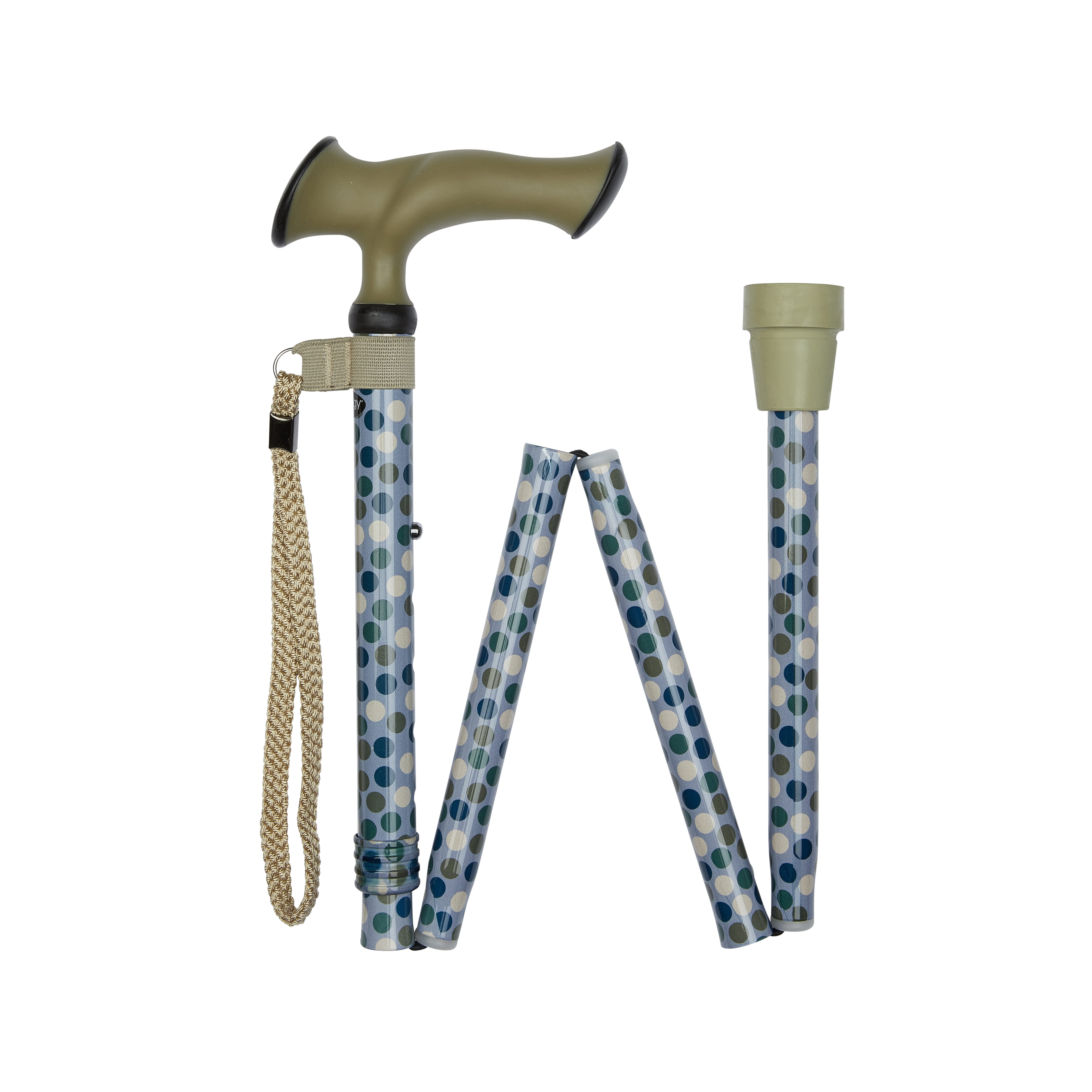 folding stick with ergonomic handle canyon spots folded