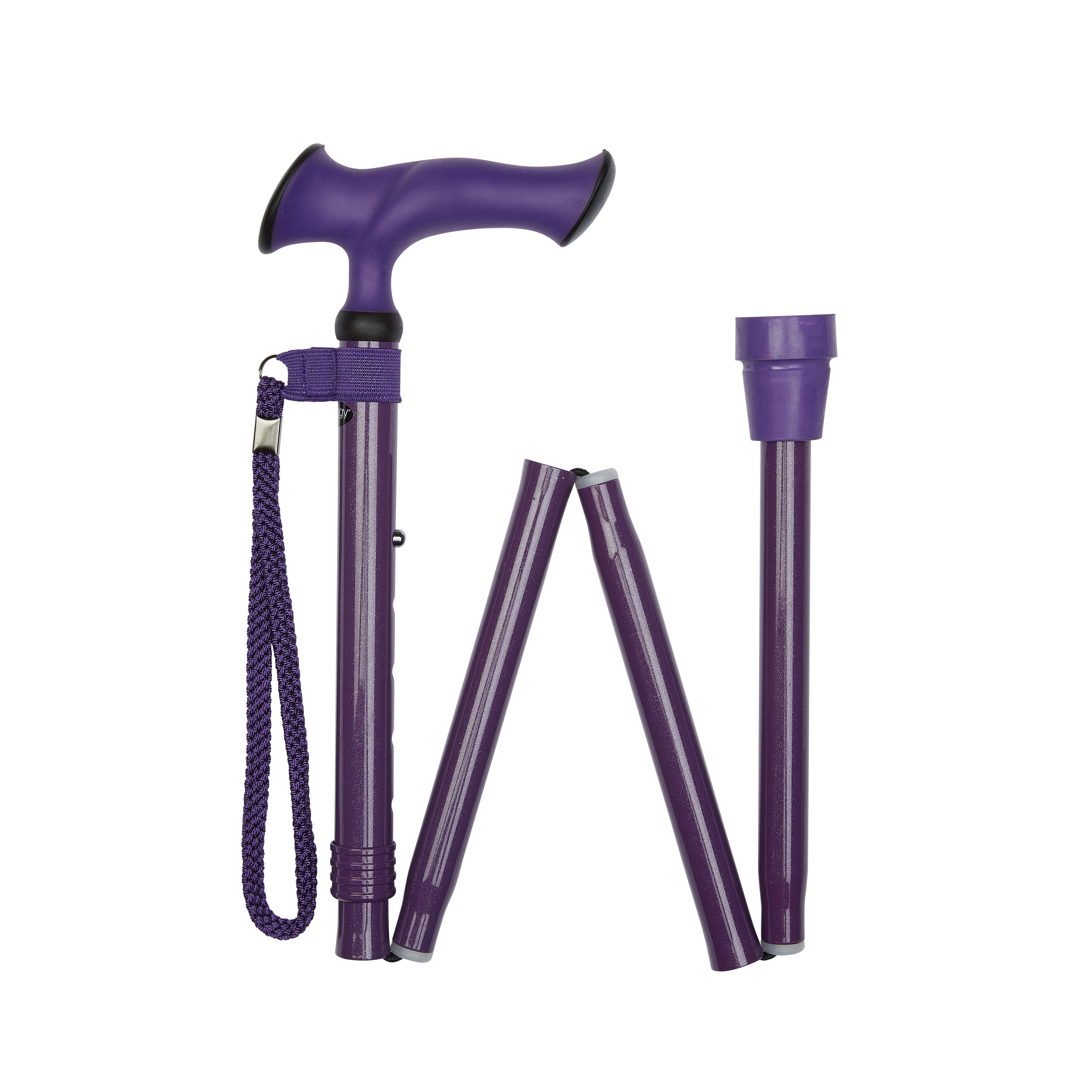 folding stick with ergonomic handle purple folded