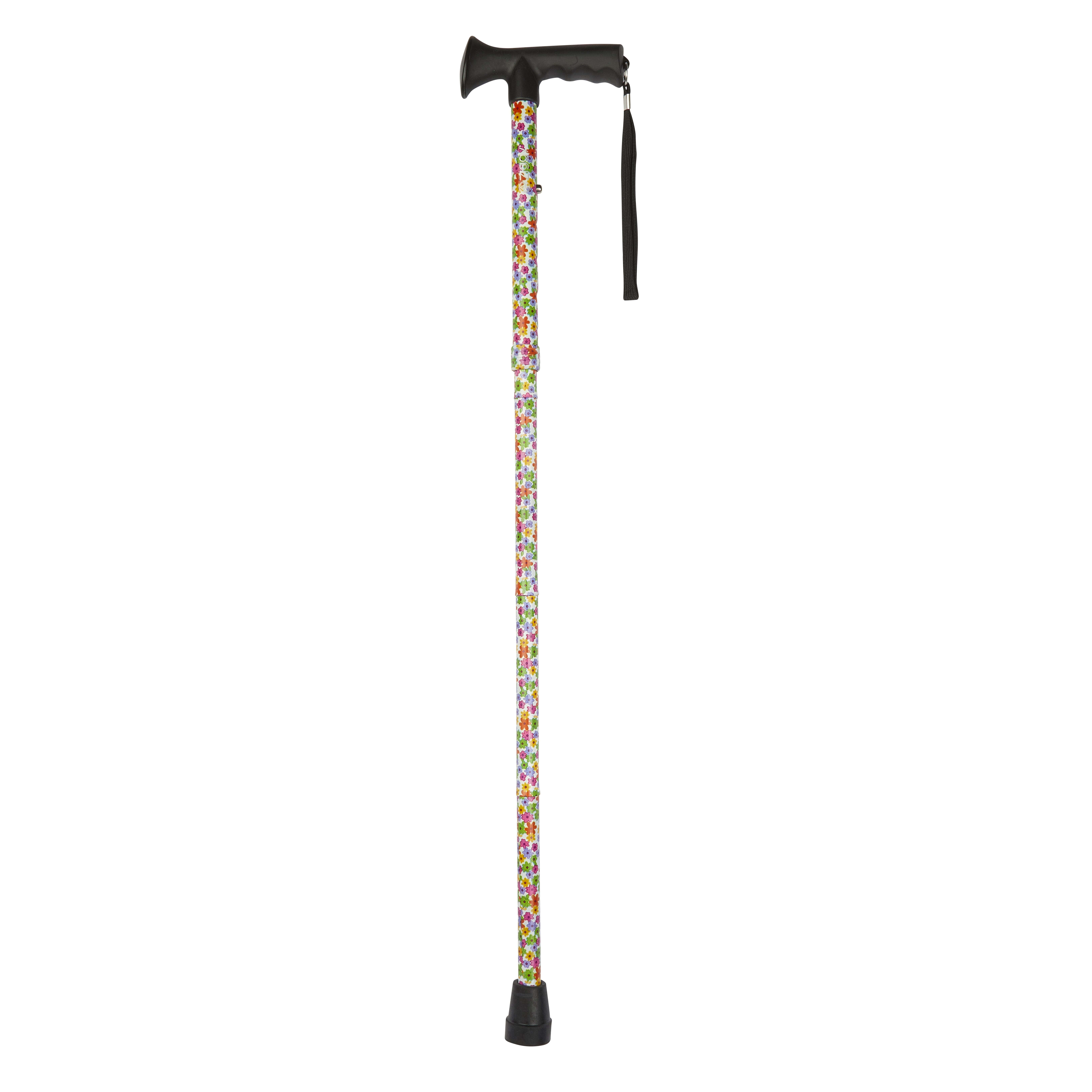 folding stick with gel grip handle multi floral pattern