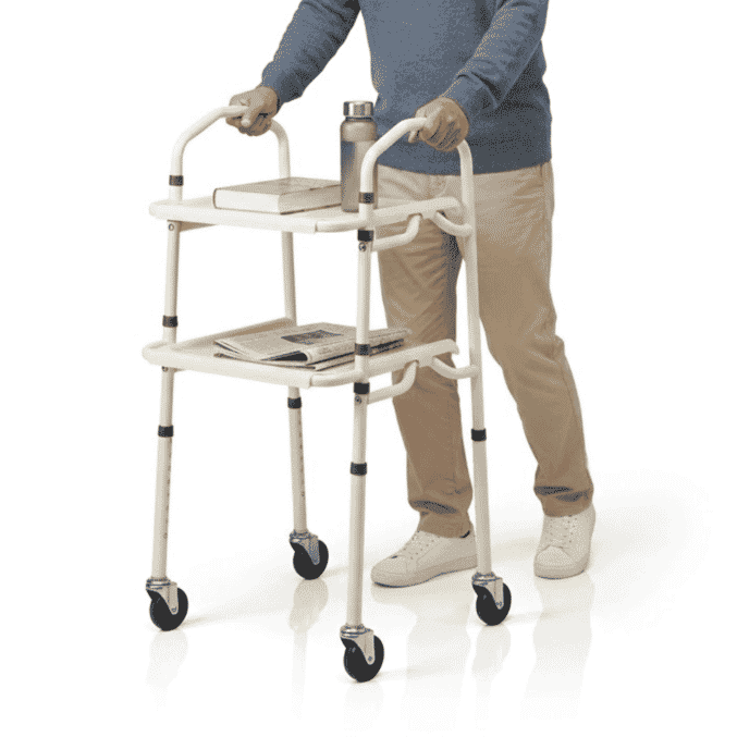 folding trolley walker in use