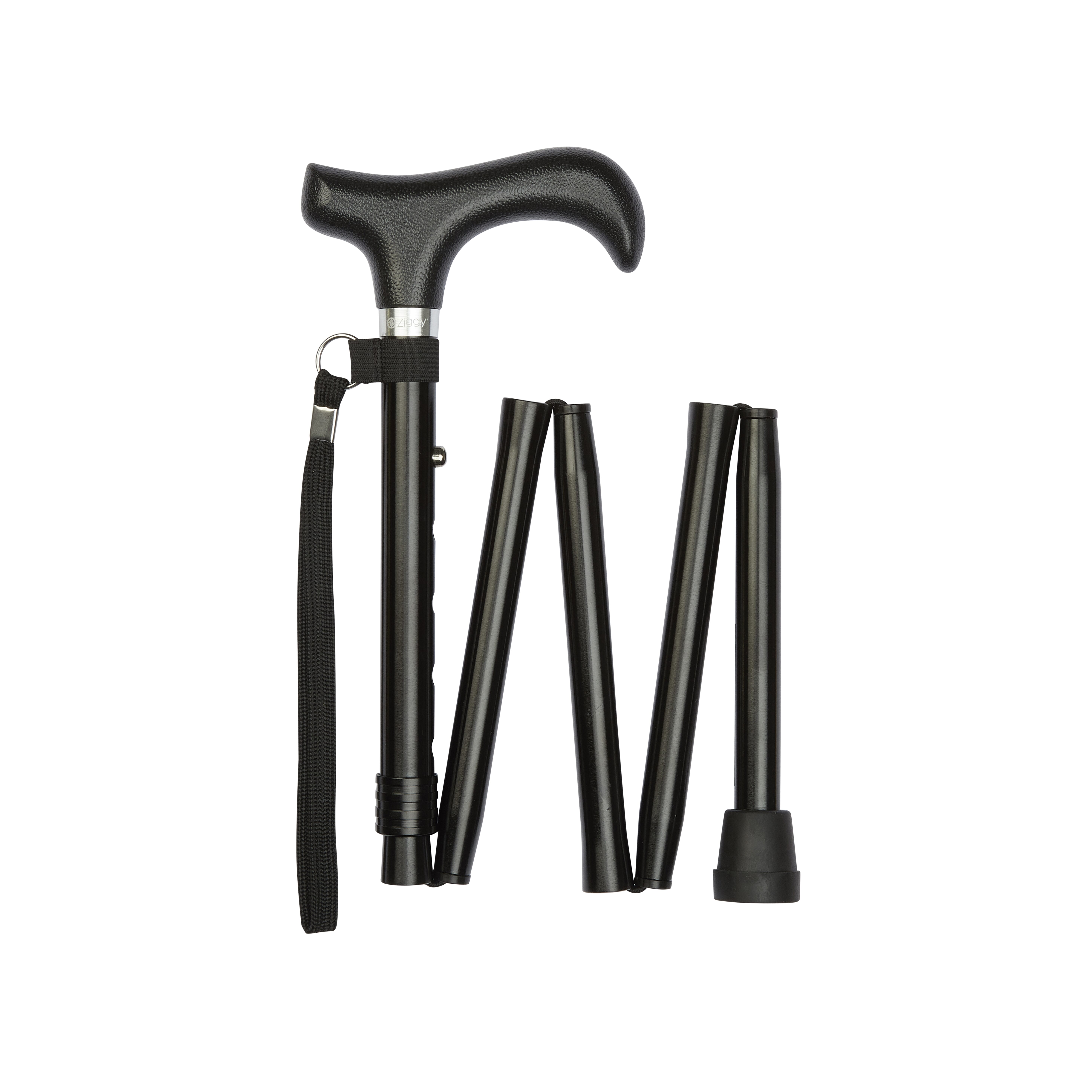 folding walking stick black folded