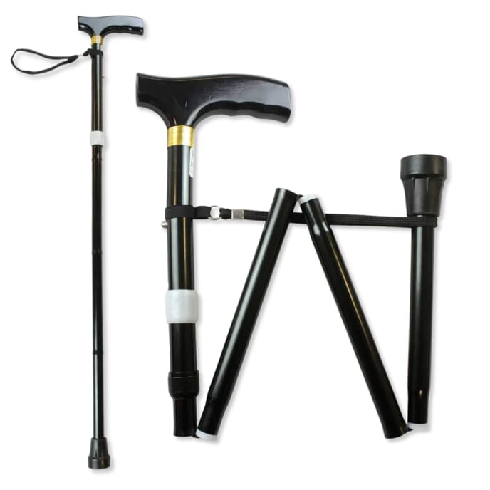 folding walking stick black