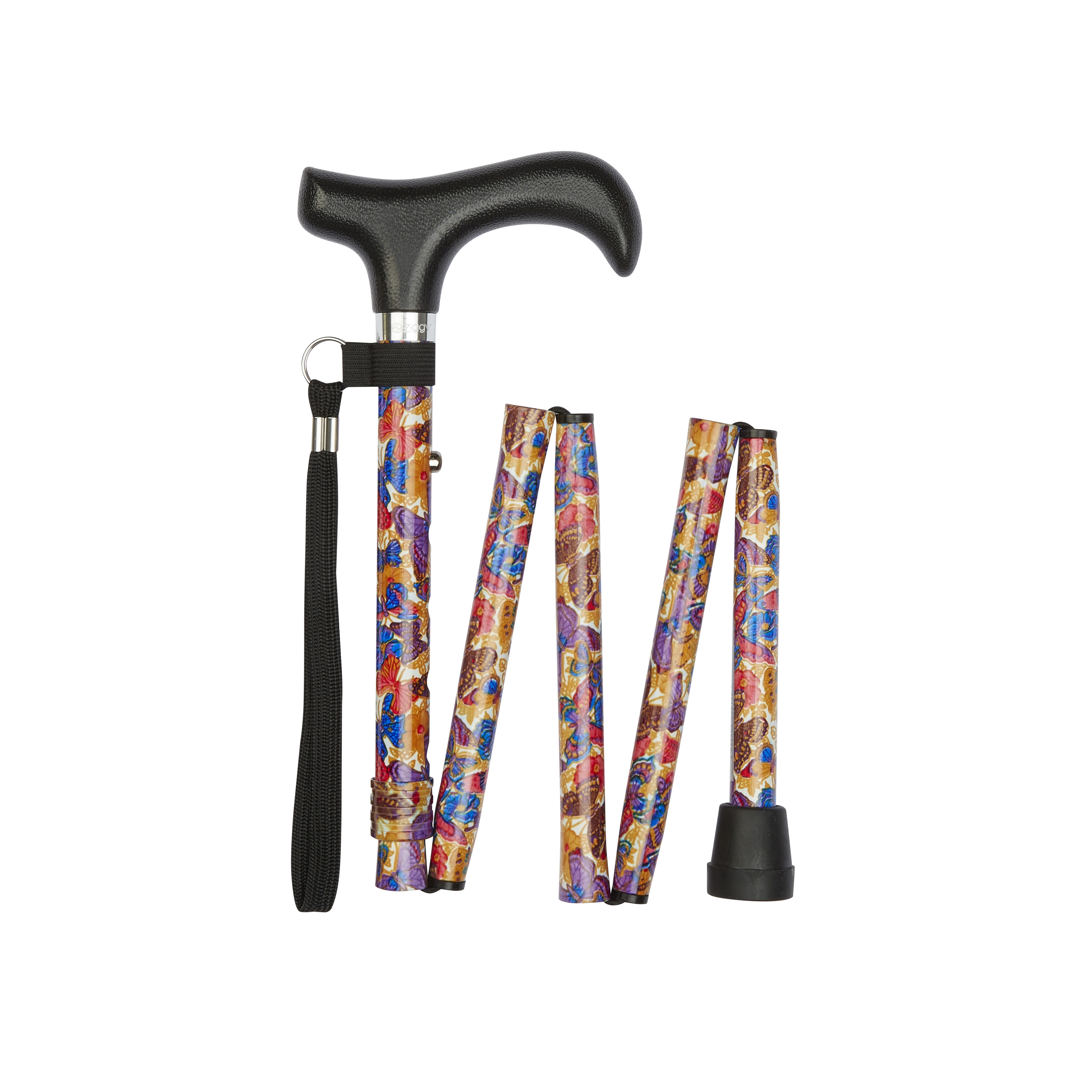 folding walking stick butterflies pattern folded