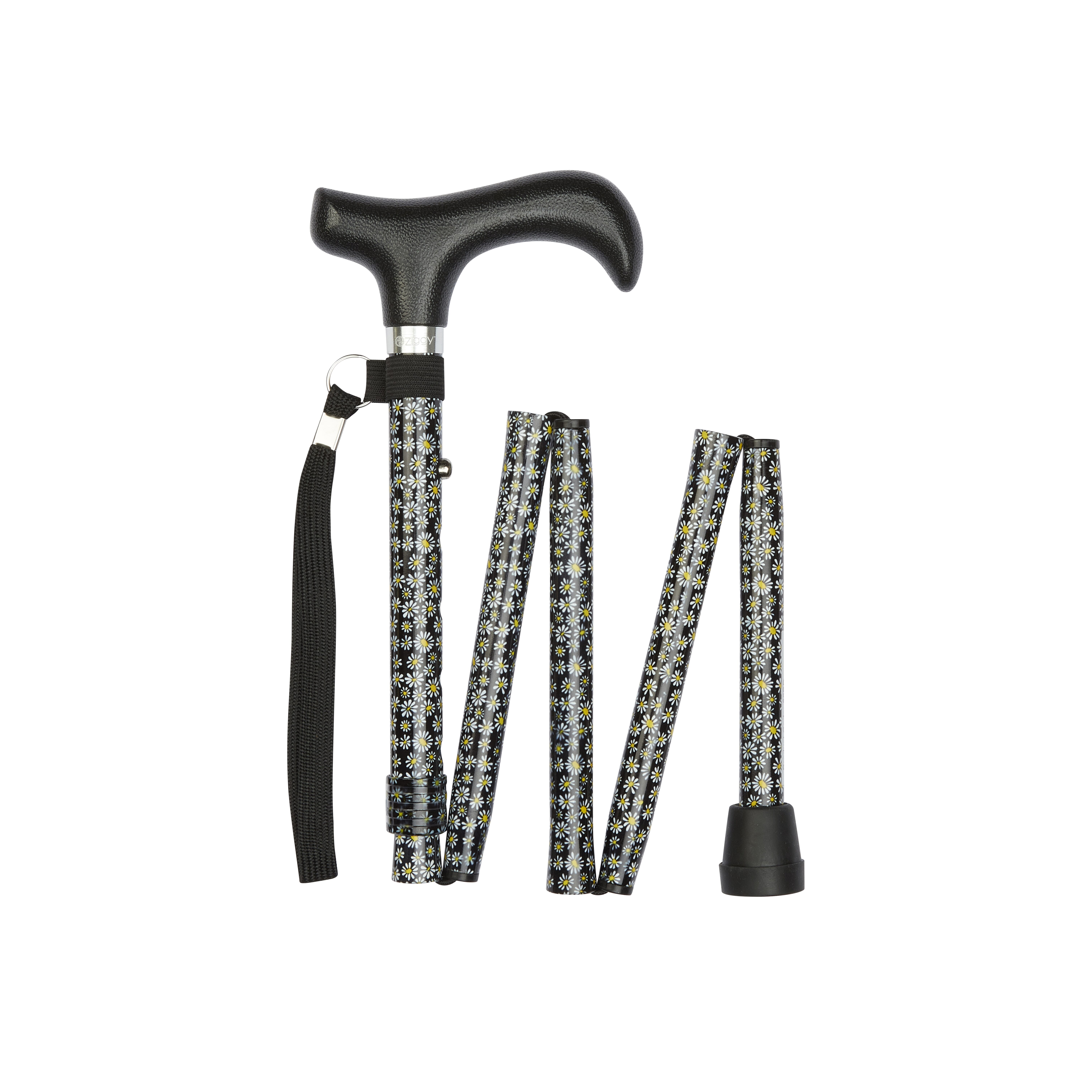 folding walking stick daisies pattern folded