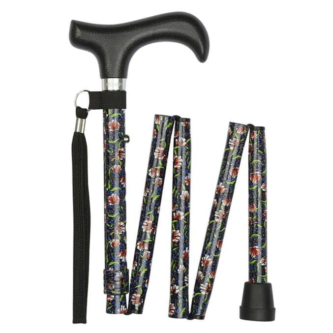 folding walking stick floral morris1