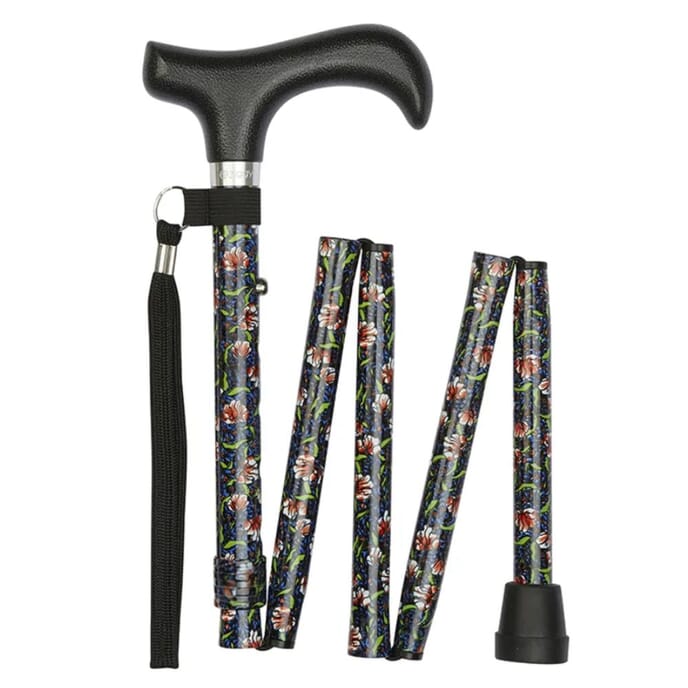 folding walking stick floral morris1