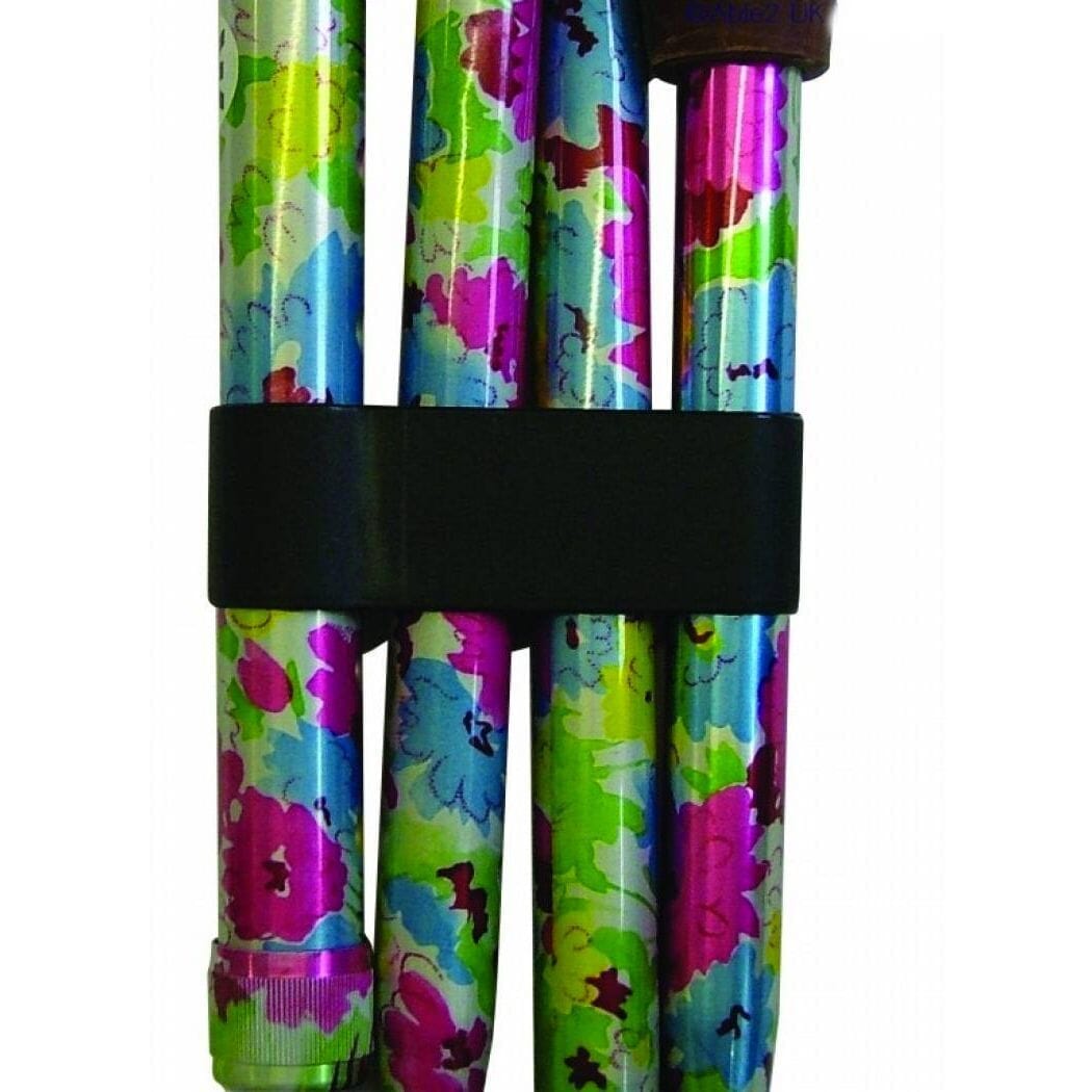 folding walking stick holder clip in use