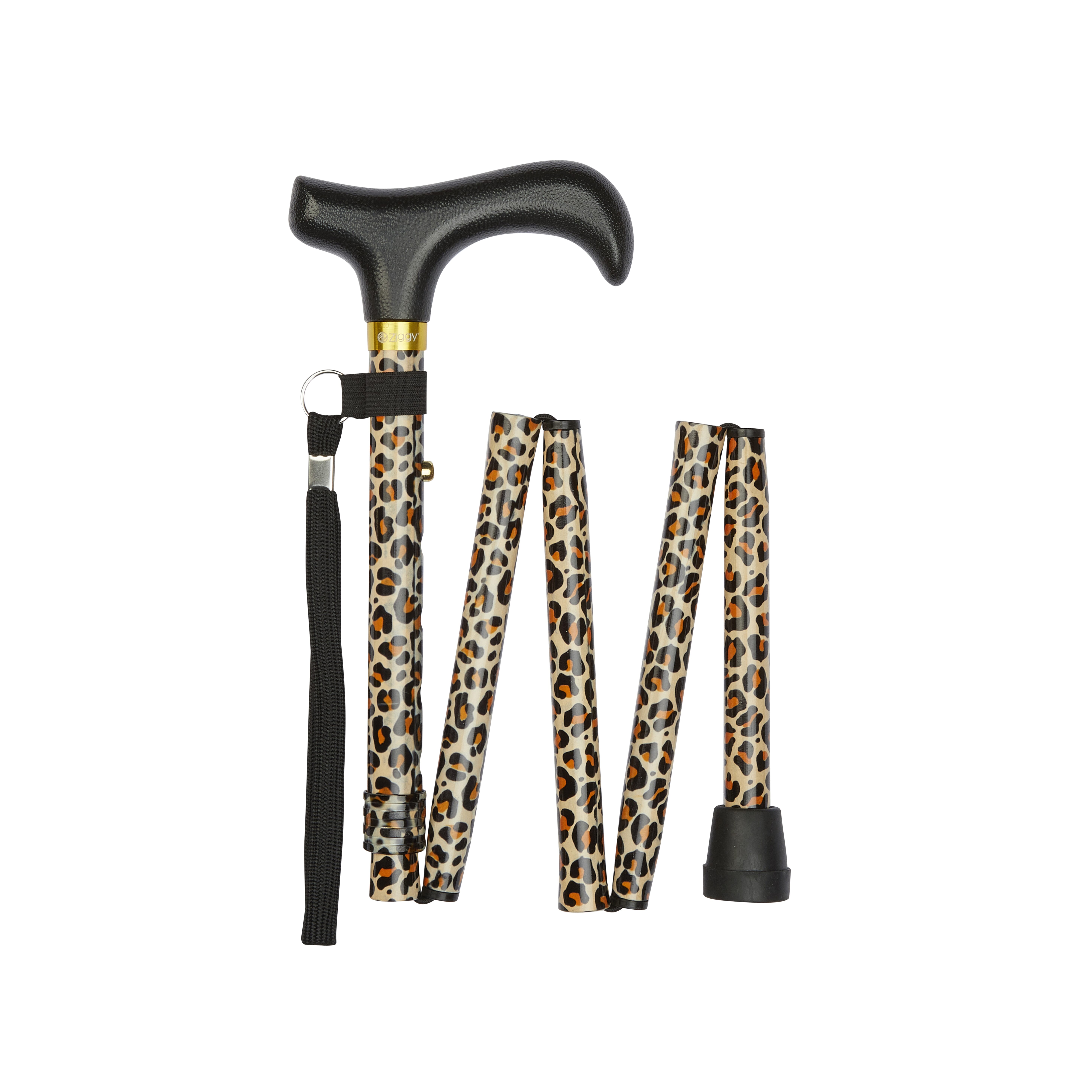 folding walking stick leopard pattern folded