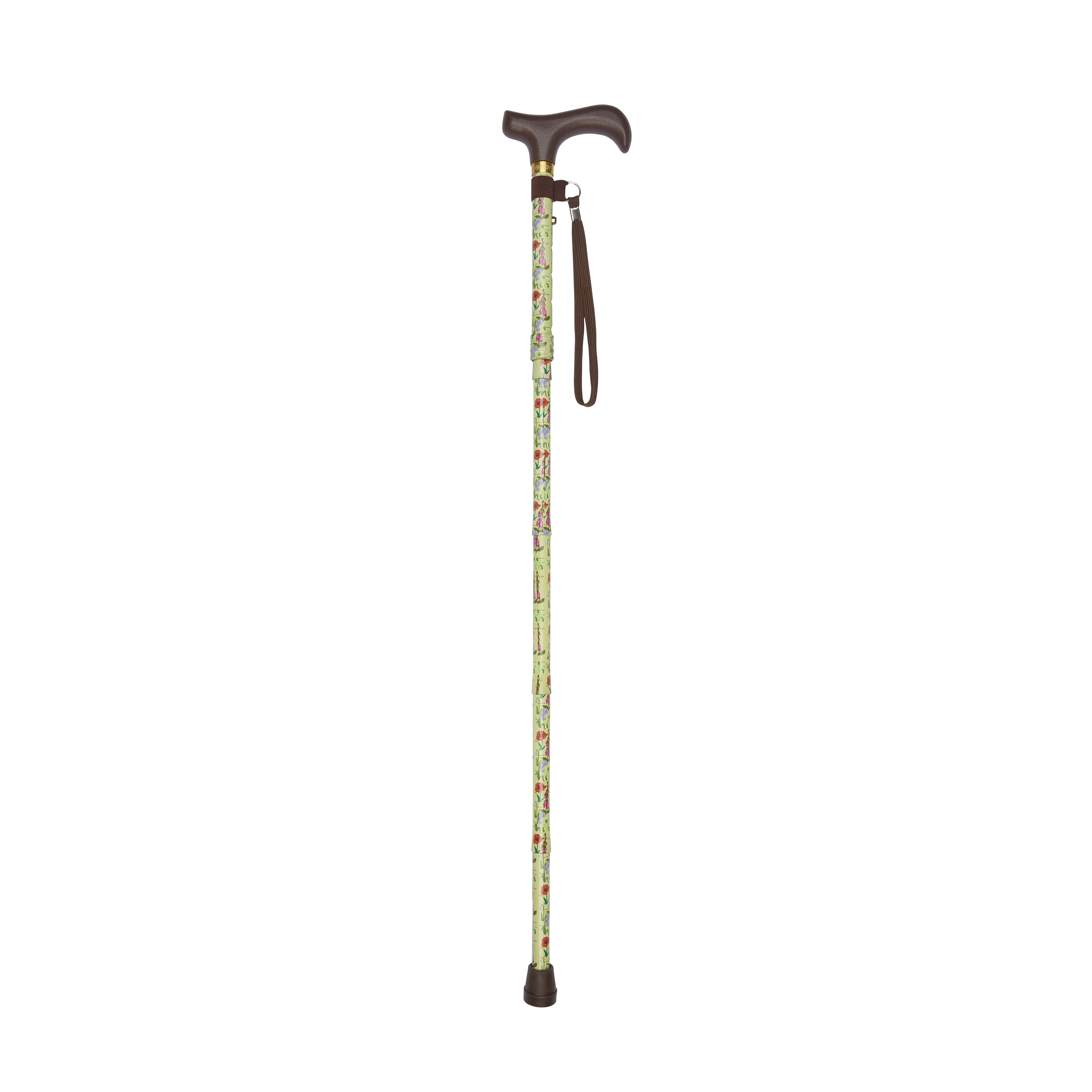 folding walking stick wild flowers pattern