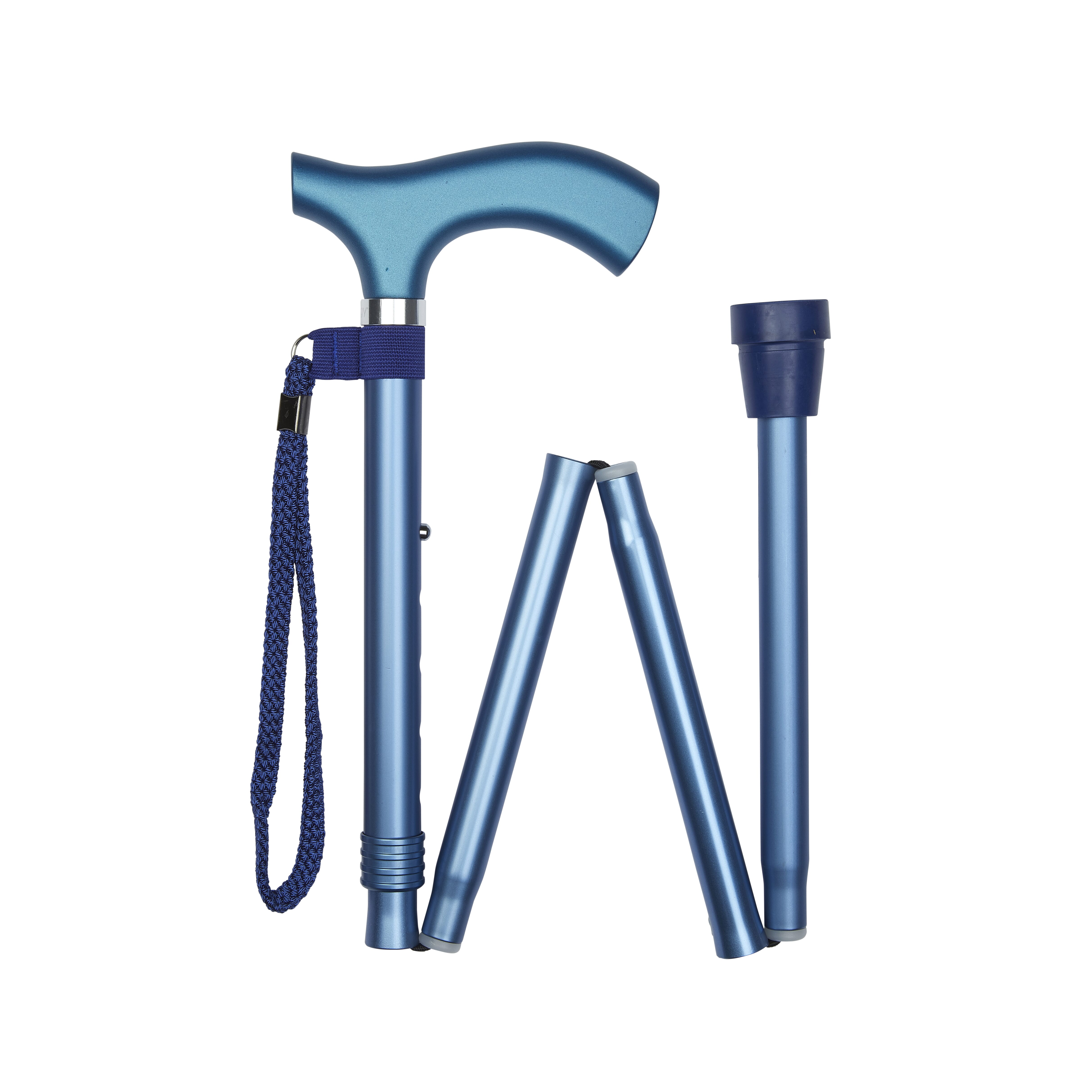 View Folding Walking Stick with Crutch Handle Blue information